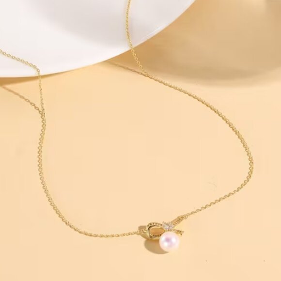 14K Gold Womens 1ct Diamond Solitaire Pearl Pendant Necklace 14 K Silver Jewelry - Picture 5 of 7